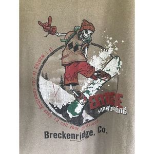 Y2K 90s SKI SHIRT Lg Breckinridge Co. Skull-Out House Designs Snowboarder RARE
